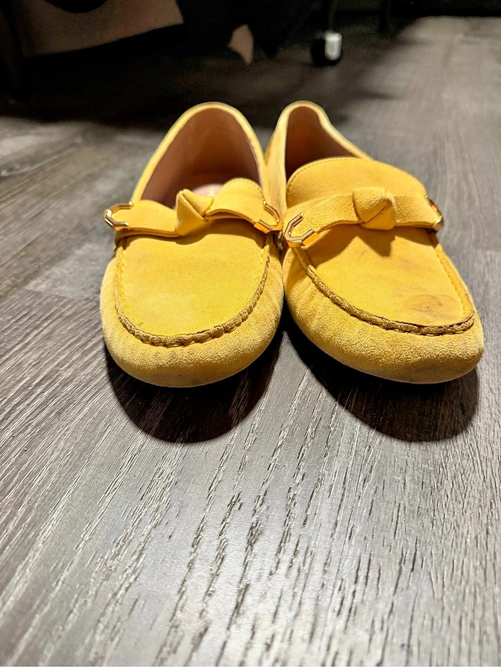 Cole Haan Emmie Bow Driver Loafer Yellow Moccasins